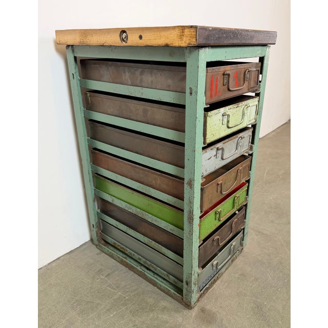 Green Vintage Industrial Iron Chest of Drawers, 1950s For Sale - Image 8 of 15