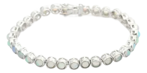 Handcrafted Opal Cabochon Tennis Bracelet for Women in 7 Inch by Carat&her