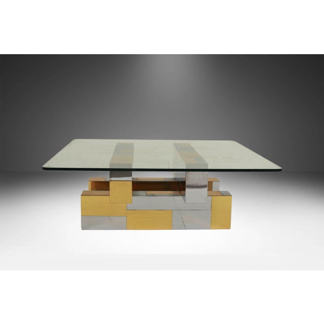 Mid Century Modern Attributed to Paul Evans Cityscape Brass Chrome Glass Coffee Table For Sale - Image 10 of 12