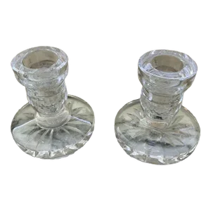 1980s Vintage Signed Waterford Blarney Crystal Pair of Candlesticks