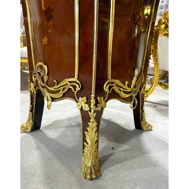 Brown Rococo Style Pedestal Column With Elegant White Marble Top For Sale - Image 8 of 13