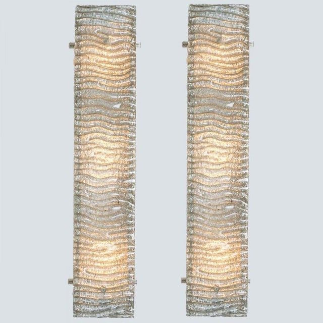 1960s Structured Glass and White Metal Wall Light from Kaiser Leuchten, 1960s For Sale - Image 5 of 16