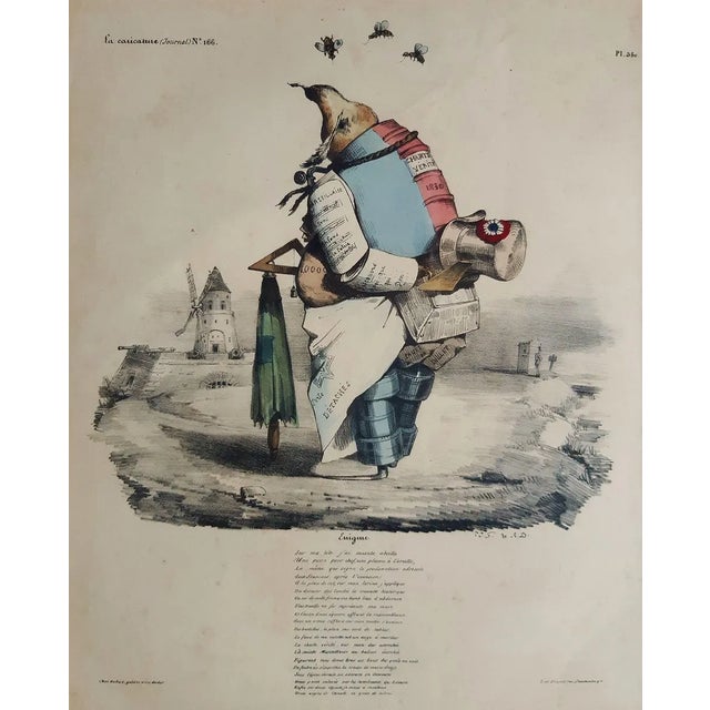 Enigme - Original Lithograph by J.J. Grandville - 1835 1835 For Sale