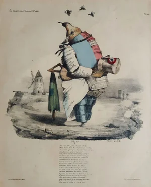 Enigme - Original Lithograph by J.J. Grandville - 1835 1835