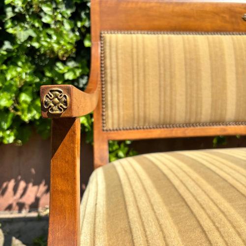 Gold 2-Seater Walnut Bench For Sale - Image 8 of 12