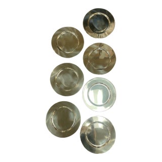 Set of 7 Vintage Brass Charger Plates For Sale