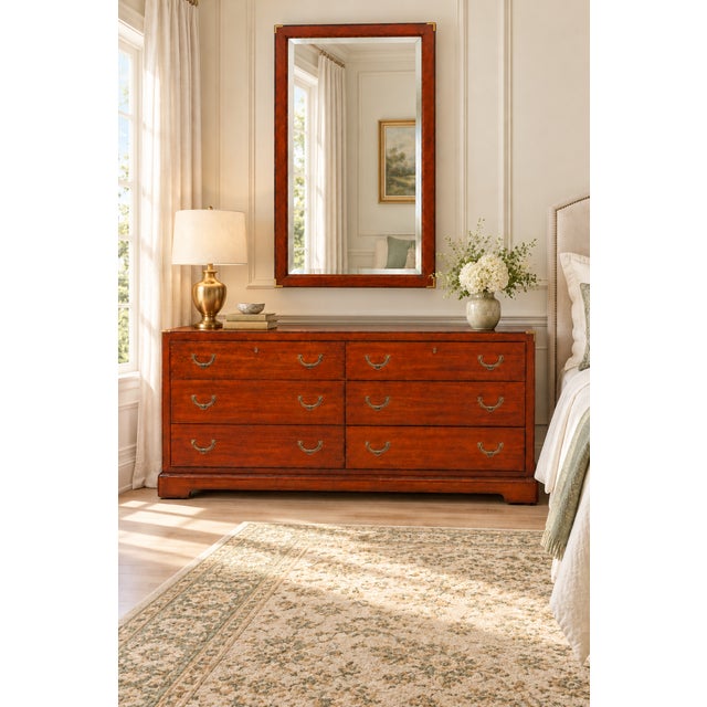 1970s National Mt. Airy Campaign-Style Six-Drawer Dresser For Sale - Image 9 of 9