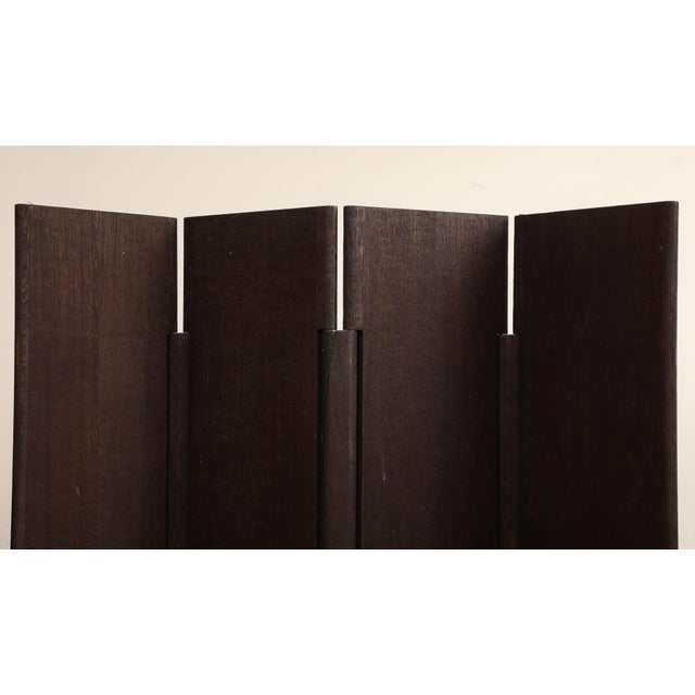 Wood 20th Century Four-Panel Sandblasted Oak Screen by Rabih Hage For Sale - Image 7 of 9