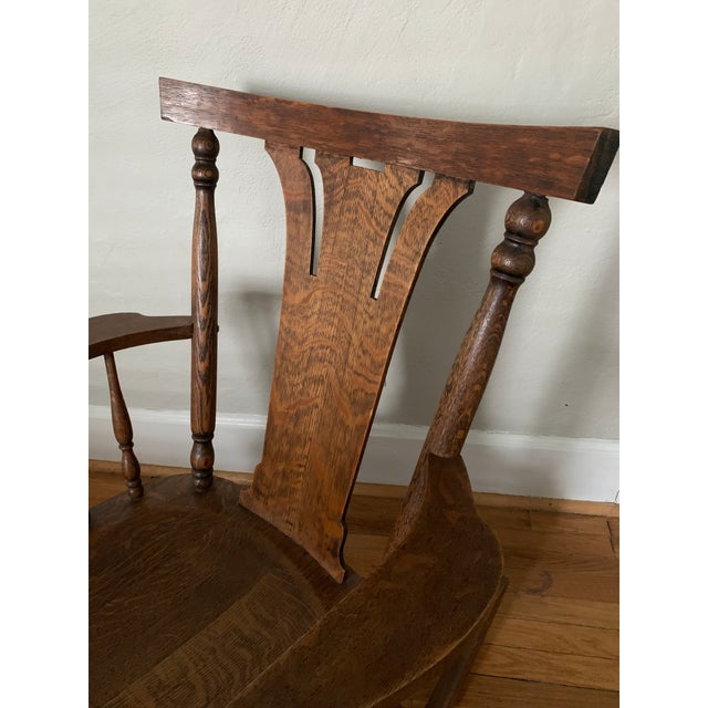 Brown Early 1900s Antique Arts and Crafts Movement Tiger Oak Rocking Chair For Sale - Image 8 of 12