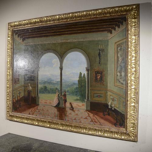Textile Painting, View, 1900s, Oil on Canvas For Sale - Image 7 of 9