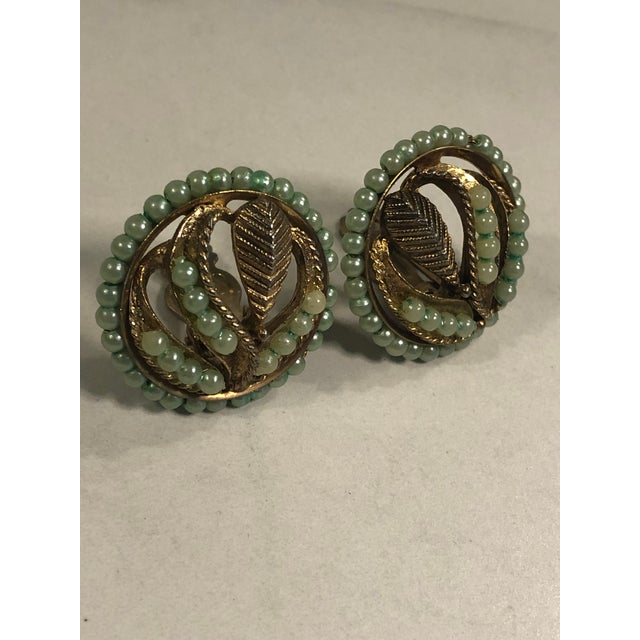 1940s Petit Point Pearl and Gold Earrings, A Pair For Sale - Image 6 of 9