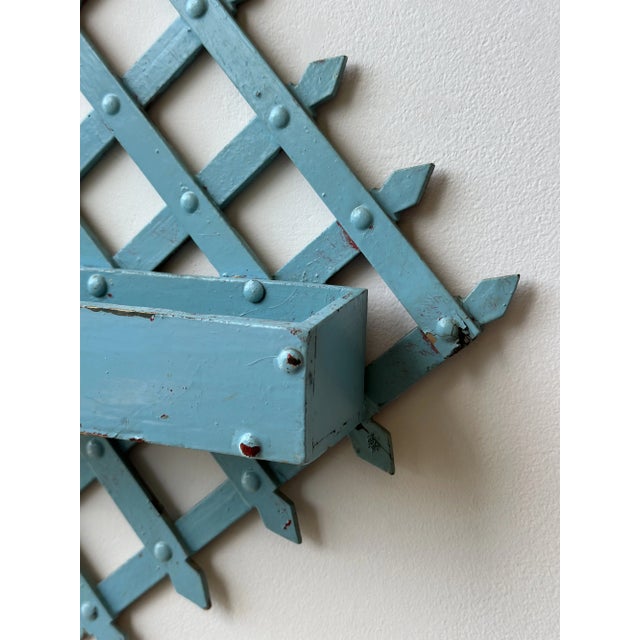Antique Folk Art Diamond-Form Lattice Back Wall Pocket, Early 20th Century For Sale - Image 12 of 15