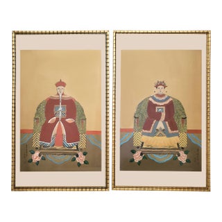 Painting Pair Chinese Ancestral Portraits Extra Large For Sale