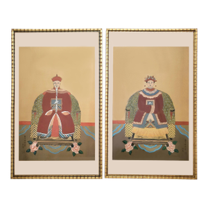 Painting Pair Chinese Ancestral Portraits Extra Large