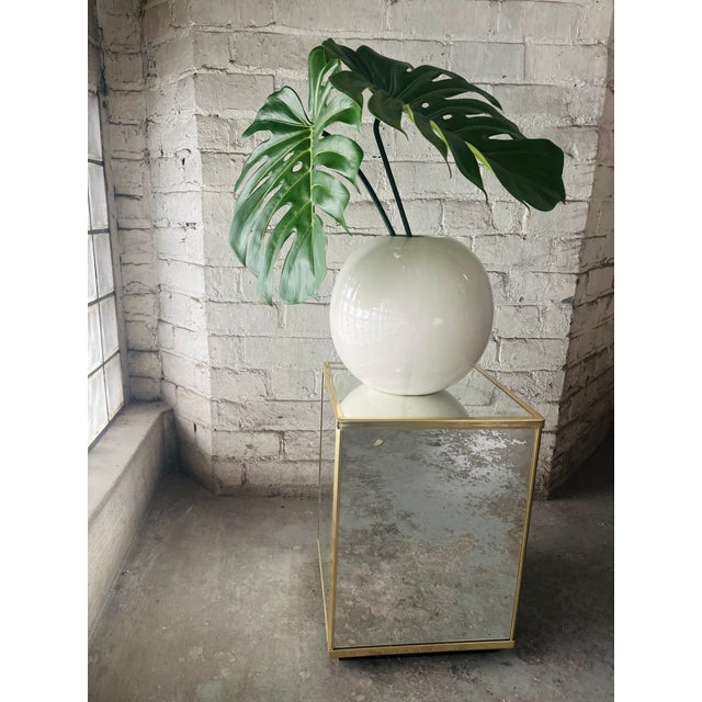 1990s Postmodern Spherical Ceramic White Vase For Sale - Image 11 of 12