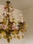 Floral Chandelier in Gilded Iron with Ceramic Flowers and Murano Glass Pendants, Italy, 1960s For Sale - Image 4 of 13