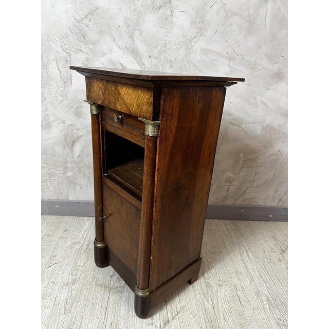 Brown Empire Walnut Bedside Table For Sale - Image 8 of 11
