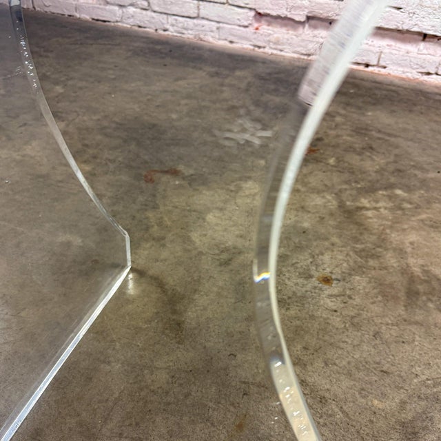 Vintage Modern to Hollywood Regency or Art Deco Dining Table Lucite Sculptural Base Oval Glass Top For Sale - Image 17 of 18