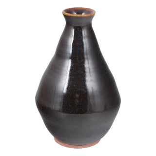 Stoneware Vase in Deep Dark Glaze by Helene Søs Schjødts for L. Hjorth, Bornholm For Sale