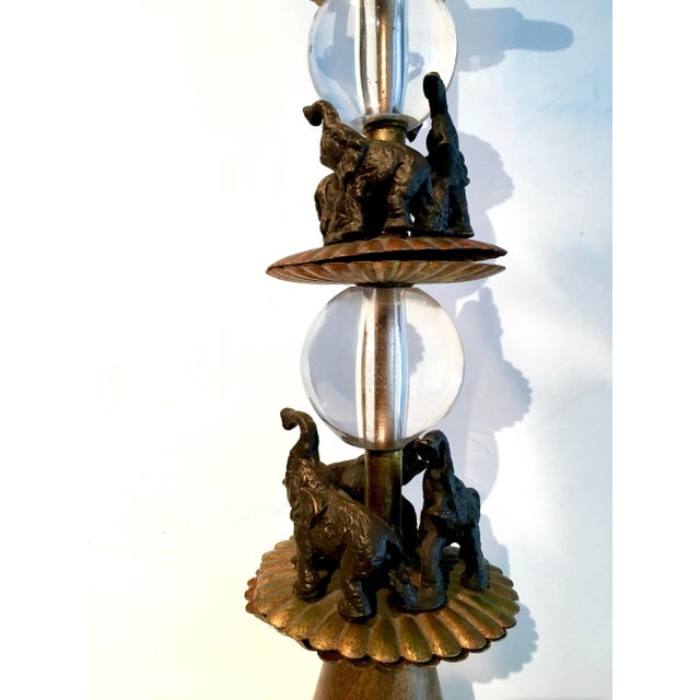 Traditional Glass Sphere & Brass Elephant Table Lamp For Sale - Image 3 of 7