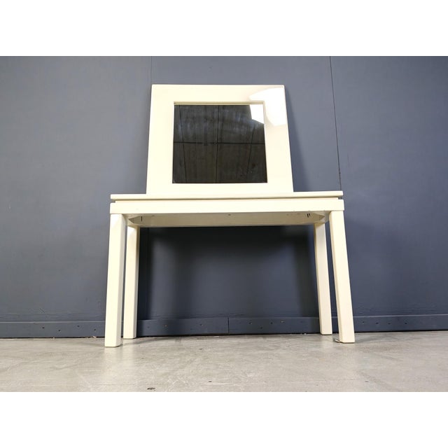 Glass Vintage Lacquer Console with Mirror from Jean Claude Mahey, France, 1980s, Set of 2 For Sale - Image 7 of 11