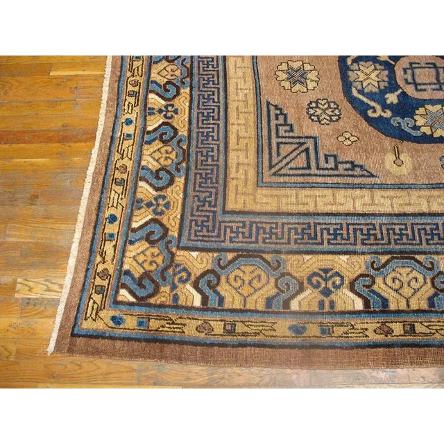 Traditional 1870s Traditional Camel Small Medallion Antique Central Asian Khotan Rug For Sale - Image 3 of 6