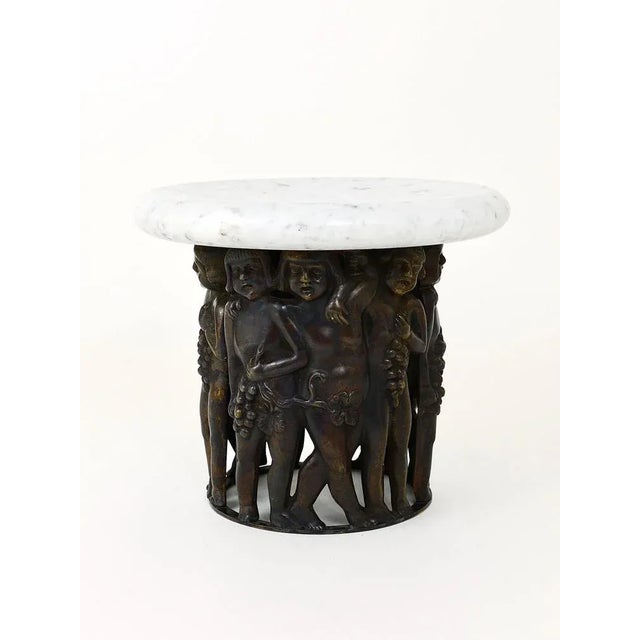 Metal Art Nouveau Bacchus Putto Centerpiece in Bronze Marbl attributed to Gustav Gurschner, 1920s For Sale - Image 7 of 10