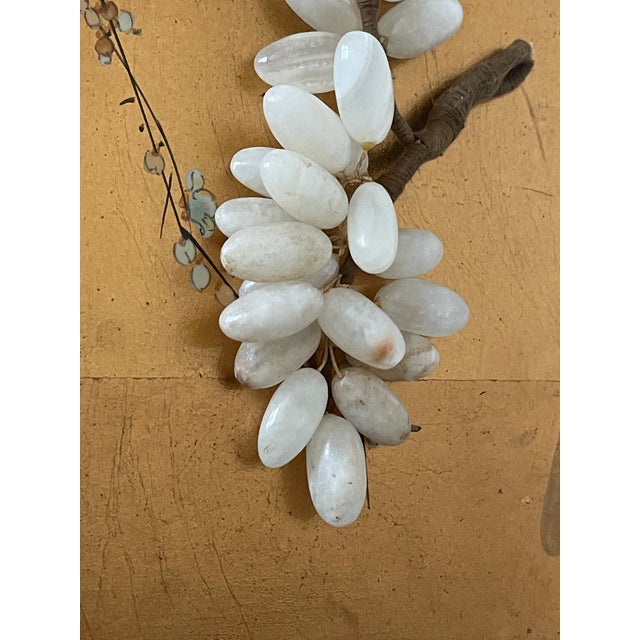 Vintage carved alabaster grape vines cluster. Naturalistic look, great home decor accent.
