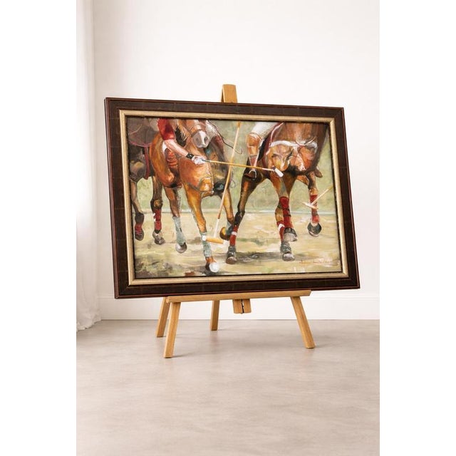 Sabine Nielsen, Monumental Polo Scene, 2001, Oil on Canvas, Framed For Sale - Image 6 of 6