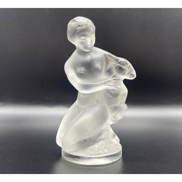 Lady with a Fawn Figurine in Crystal, 1980s For Sale - Image 10 of 15