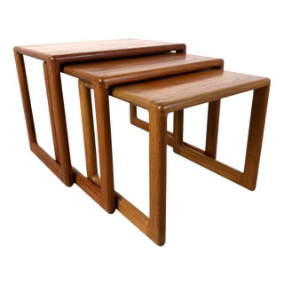 Scandinavian Teak Nesting Tables attributed to Dyrlund, 1960s, Set of 3 For Sale