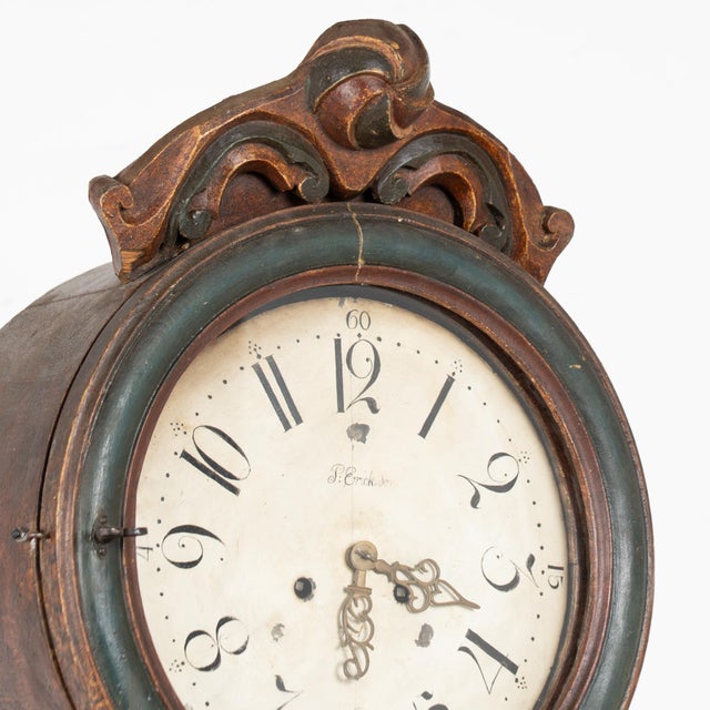 19th Century Hand Painted Swedish Mora Grandfather Clock For Sale - Image 9 of 14