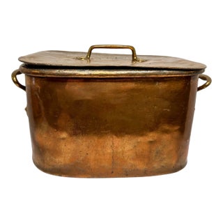 Antique 18th Century French Rectangular Copper Cooking Box With Brass Handles For Sale