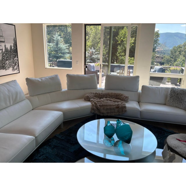 Roche Bobois Stunning Roche Bobois White Leather Sectional For Sale - Image 4 of 6