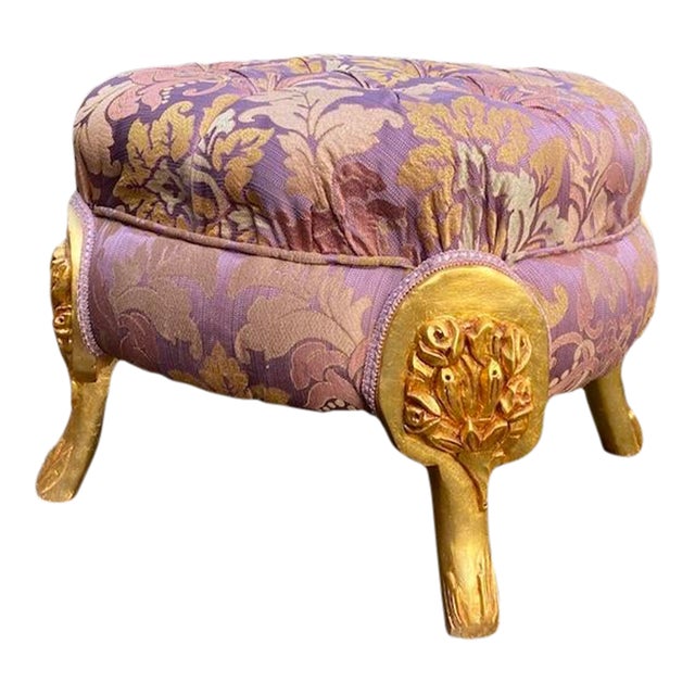 1990's Century Ottoman in French Louis XVI in Gild Beech and Purple