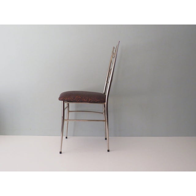 Metal Brass Chair with New Upholstery, Italy, 1950s For Sale - Image 7 of 8