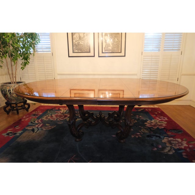 Rococo Henredon Dining Table Set Three Sizes Extensions Included Hard Wood For Sale - Image 3 of 9