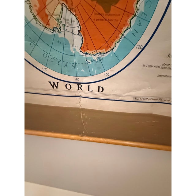 Map 13509 Physical-Political World. Vintage Denoyer-Geppert Pull-Down World Map. Please note photos as I have tried to...