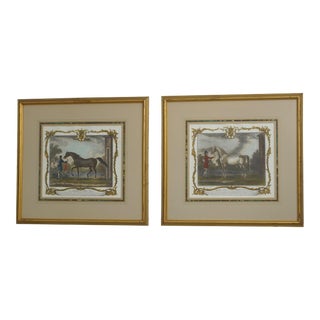 Pair Vintage Gold Framed & Matted Horse Prints For Sale
