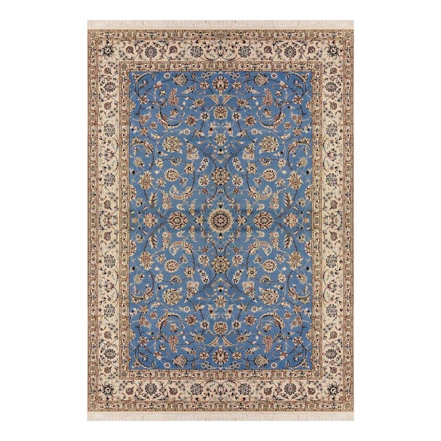 Hand-Knotted Nain Rug in Wool and Silk For Sale