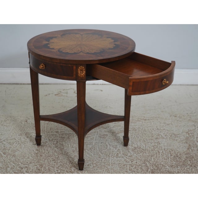 Traditional Maitland Smith Inlaid Floral Occasional Lamp Table For Sale - Image 3 of 18