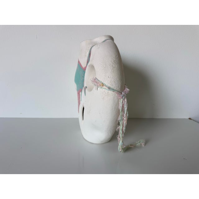 1980s Vintage Southwestern Native American Style Ceramic Vase With Abstract Glaze & Fiber Detail For Sale - Image 12 of 12