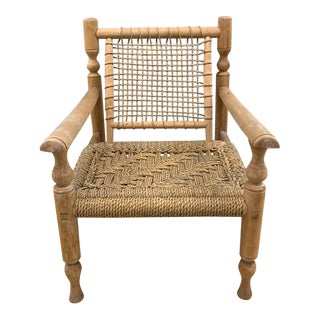 Mid Century Scandinavian Hemp Rope Arm Chair For Sale