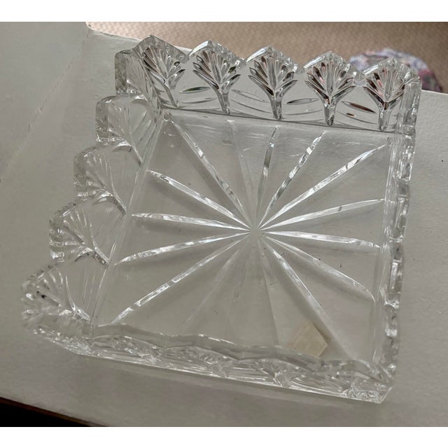 Glass Late 20th Century Crystal Square Napkin Holder For Sale - Image 7 of 10