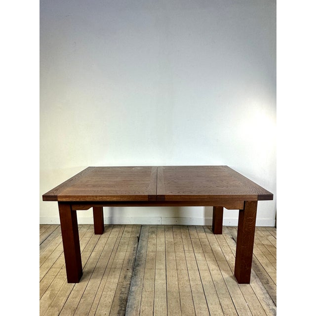 Brutalist Oak Table with 2 Extension Leaves, 1990s For Sale - Image 13 of 13