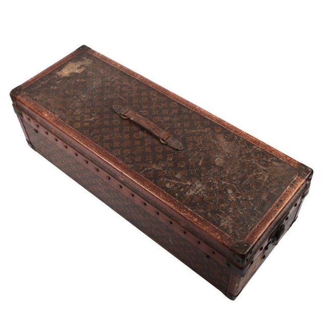 Antique Monogram Cabin Trunk on Custom Stand Case from Louis Vuitton, 1910s For Sale - Image 3 of 8