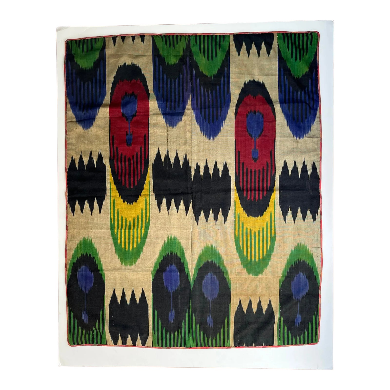 Mid 20th Century Silk Ikat Panel, Uzbekistan | Chairish