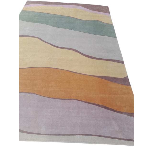 Modern Large Hand-Knotted Pure Wool Rug, 2000s For Sale - Image 3 of 18