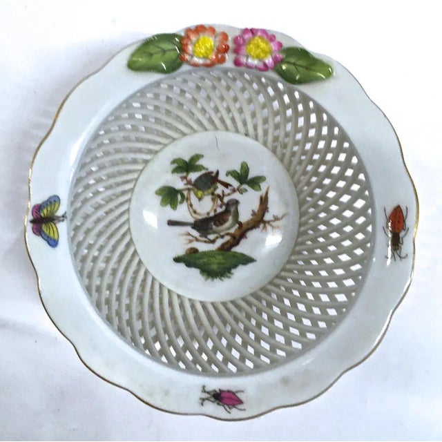 Illustration Vintage Herend Widbird & Butterfly Basket Dish For Sale - Image 3 of 8