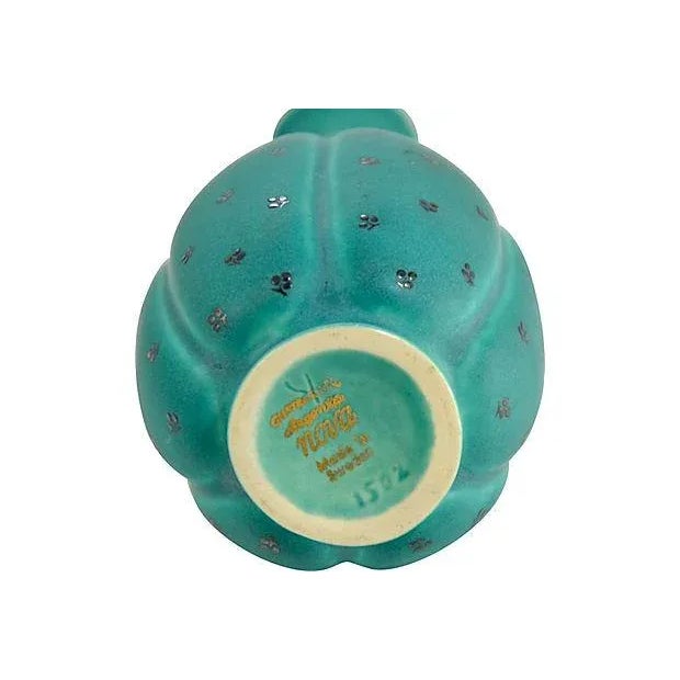 Mid 20th Century Aqua Sterling Overlay Gustavsberg Argenta Nova Vase For Sale - Image 5 of 7
